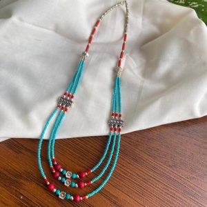 Potey Necklace (3 line off-torquiz colour)
